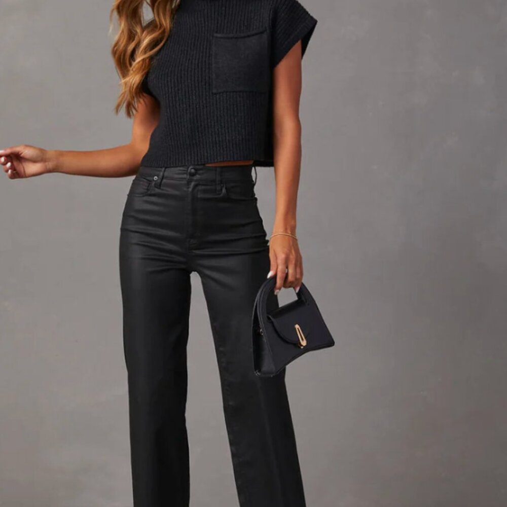 VICI Icon Coated High Rise Straight Jeans - Black / 26